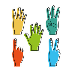 set of hands differents gestures vector ilustration