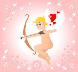 Valentine with Little cupid with bow