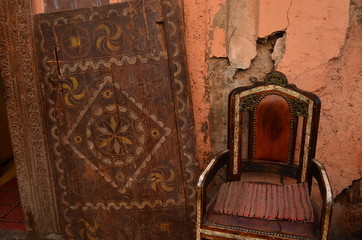 Wooden door in the medina of Marrakech