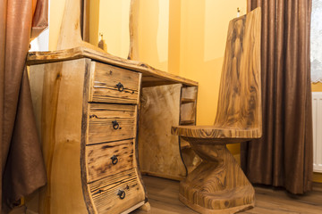 Fototapeta na wymiar Shou sugi ban wooden furniture