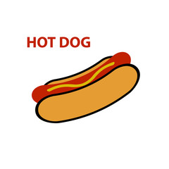 Hot dog vector line icon isolated on white background