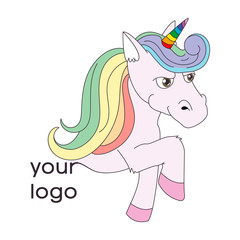 Logo with a unicorn for your company. Pegasus Icon. Flat illustration.
