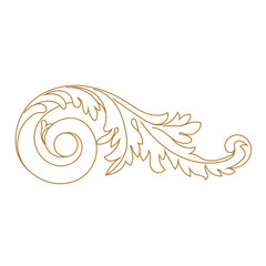 Golden vintage baroque ornament, corner. Retro pattern antique style acanthus. Decorative design element filigree calligraphy vector. - stock vector