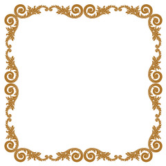 Golden vintage border frame engraving with retro ornament pattern in antique baroque style decorative design. Vector