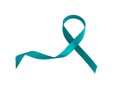 Cervical Cancer women. Symbol Teal Ribbon isolated on a white background. January is National Cervical Health Awareness Month.