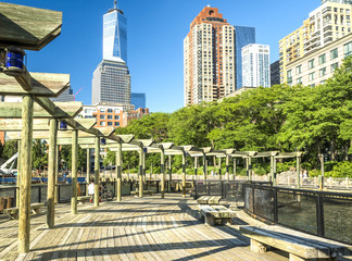 Battery Park Wooden Architecture, Manhattan, New York, NY, USA