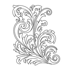 Vintage baroque ornament, corner. Retro pattern antique style acanthus. Decorative design element filigree calligraphy vector. - stock vector