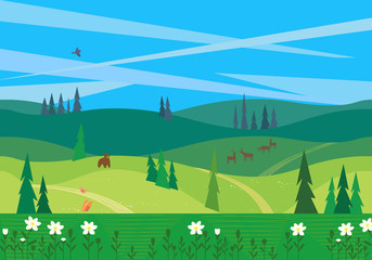 Obraz premium Green summer landscape