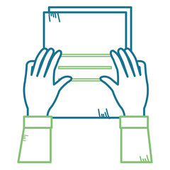 hands with paper document vector illustration design