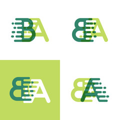 BA letters logo with accent speed in light green and dark green