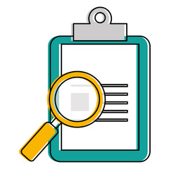 clipboard paper with magnifying glass vector illustration design