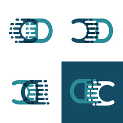 CD letters logo with accent speed in light green and dark blue