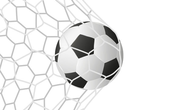 Soccer ball in net. isolated on white background, vector illustration