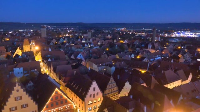 Rothenburg ob der Tauber aerial night view