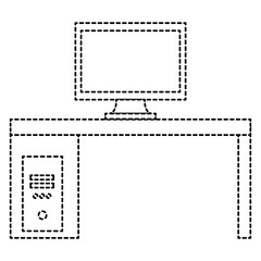monitor computer in desk vector illustration design