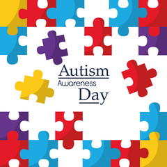 autism awareness poster with puzzle pieces solidarity and support symbol vector illustration