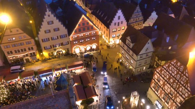 Rothenburg ob der Tauber aerial night view