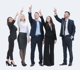 Obraz premium business team pointing hands forward