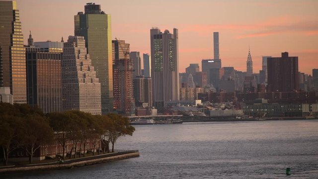 October 20, 2017. New York City Sunset Scenery. Skyline New York City Manhattan. United States.