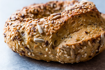 Healthy Organic Whole Grain Bagels with Chia Seeds and Sesame