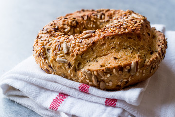 Healthy Organic Whole Grain Bagels with Chia Seeds and Sesame