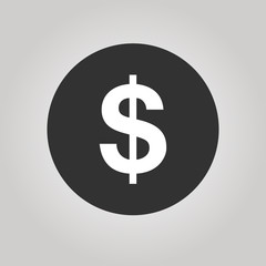Coin with dollar sign simple icon on white background. Vector illustration.
