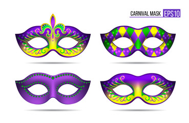 Set of Mardi gras masks - obrazy, fototapety, plakaty