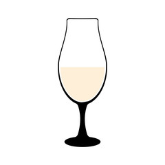 Vine-glass silhouette of goblets with wine or drinks isolated on white background. Alkohol vector illustration.