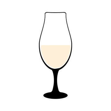 Vine-glass silhouette of goblets with wine or drinks isolated on white background. Alkohol vector illustration.