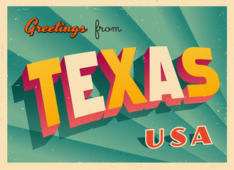 Obraz premium Vintage Touristic Greetings from Texas, USA Postcard - Vector EPS10. Grunge effects can be easily removed for a brand new, clean sign.