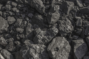 Natural black charcoal for the background. Industrial Coals