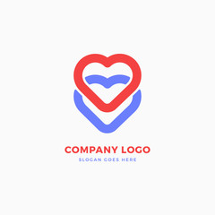 Hearts Love Logo Design Template