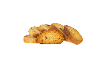 toast, dried bread sweet on white background