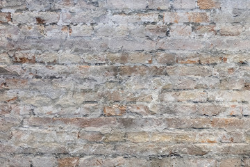 Modern brick wall background, Renovated brick wall in interior, Cracked plaster texture, Beautiful interior brick wall, Industrial hipster wall, Abstraction building background