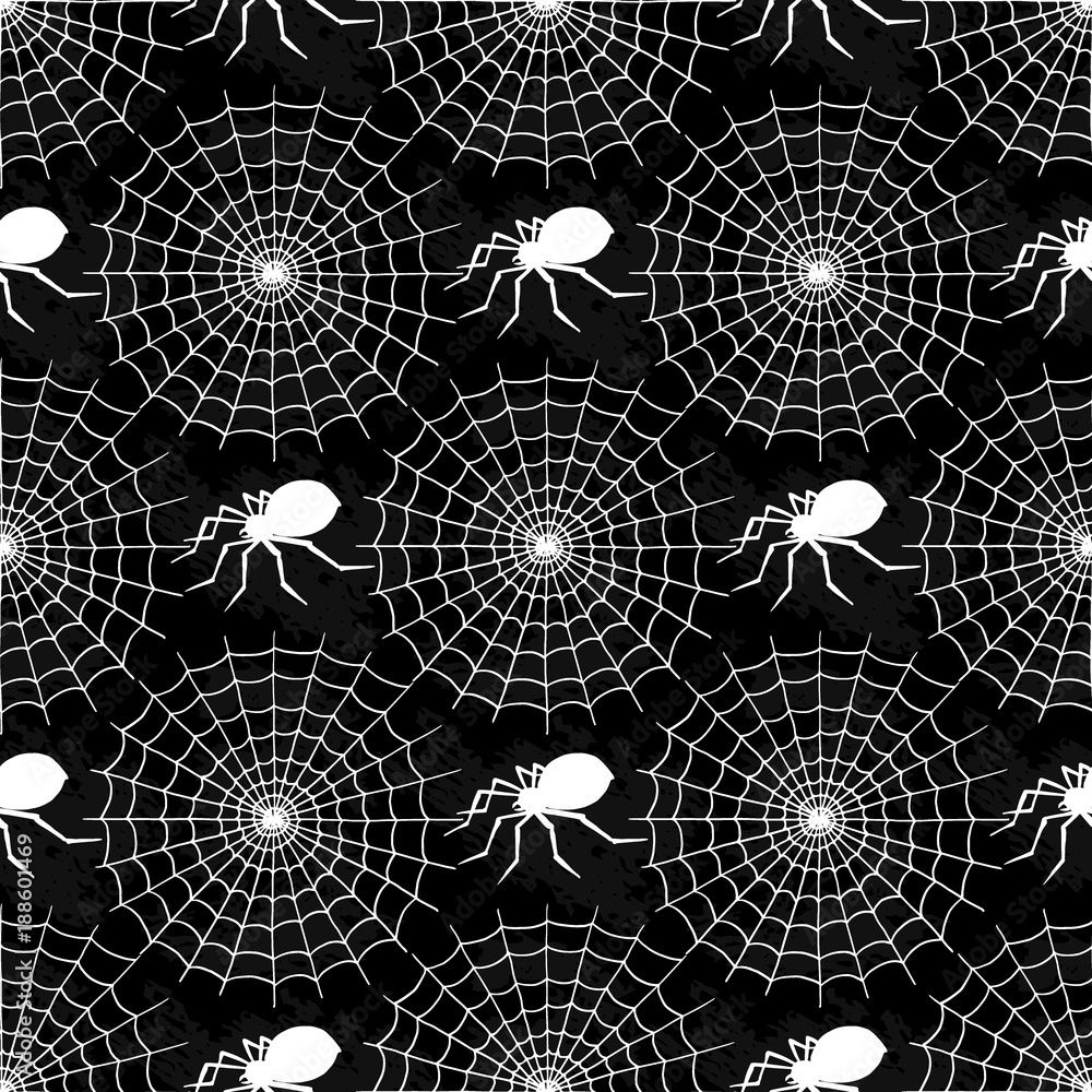 Canvas Prints vector spider web silhouette spooky spiders seamless pattern background halloween cobweb decoration 