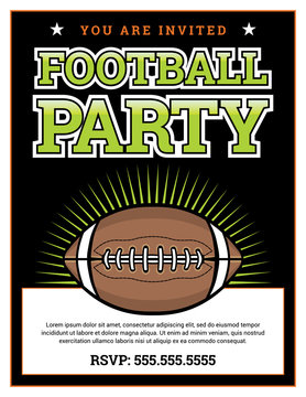 American Football Party Invitation Template Background Illustration