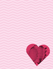 Ink Stained Heart and Pink Pattern Background Illustration