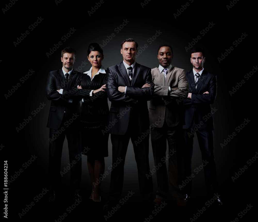 Wall mural Portrait of five businesspeople standing.