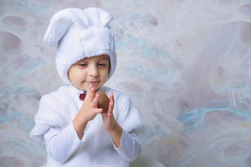 little boy in Easter Bunny costume