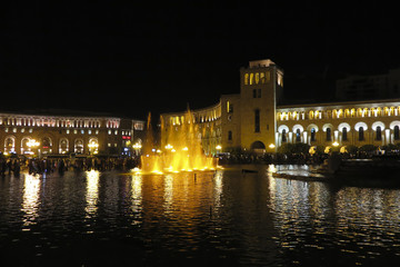 Fototapeta premium The Republic Square in Yerevan at night.