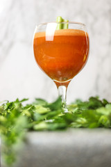 Fresh, healthy, homemade carrot juice in a glass