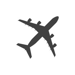 Plane icon - simple flat design isolated on white background, vector