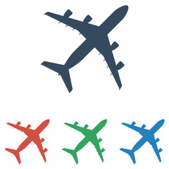 Plane icon set - simple flat design isolated on white background, vector