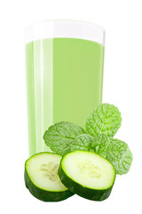 Cucumber and mint juice on white