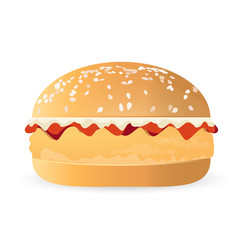 bacon and cheese chicken burger illustration
