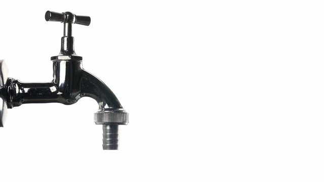 tap water dripping on white background