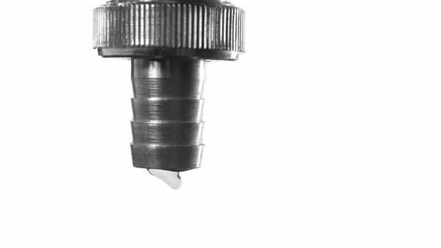 tap water dripping on white background