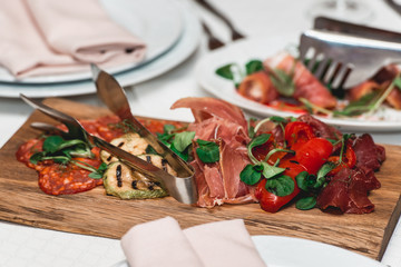 dish with chopped sausage