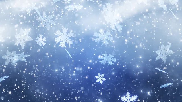 Winter Wonderland snowflakes falling
