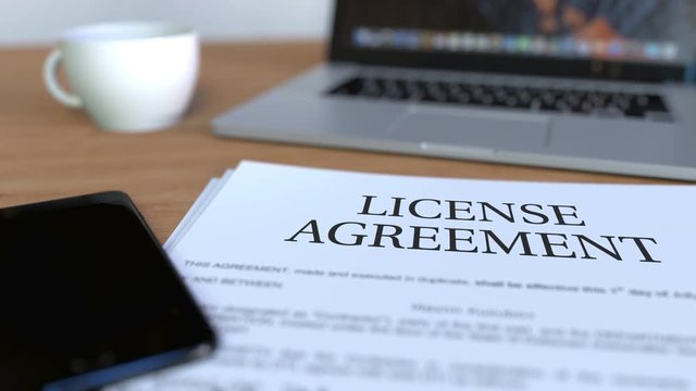 Copy of license agreement on the desk